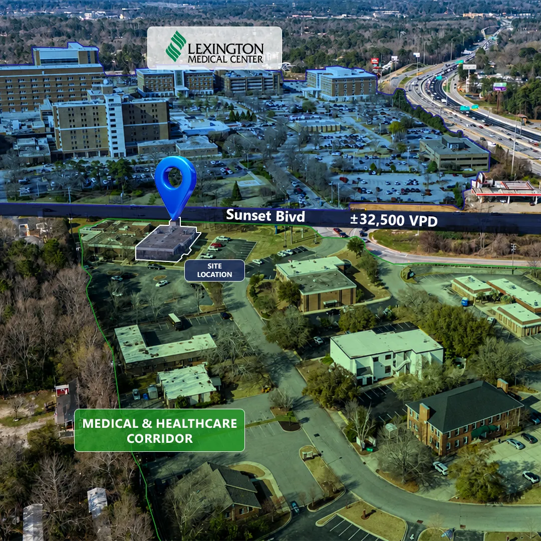 Aerial view of Nexeo Health near Lexington Medical Center